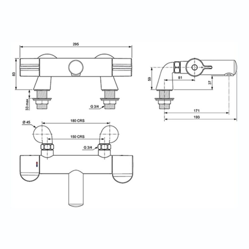 Armitage Shanks Contour 21+ Thermostatic Bath Filler Tap