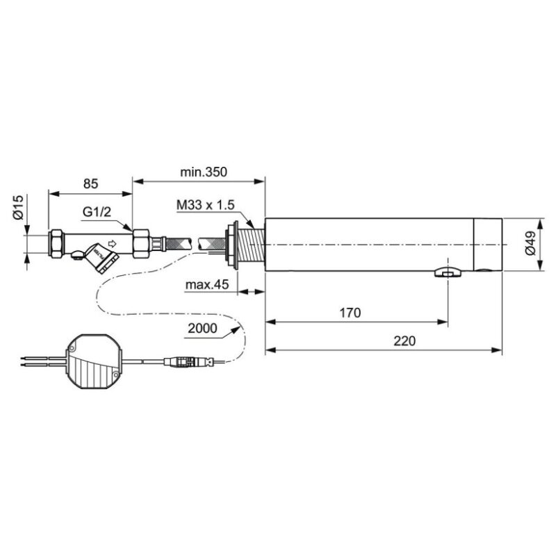 Armitage Shanks Sensorflow E Panel Basin Tap, Mains A7553