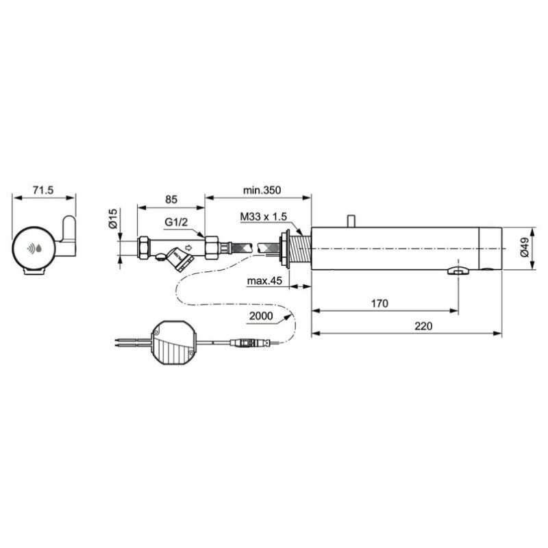 Armitage Shanks Sensorflow E Panel Basin Mixer with Control, Mains