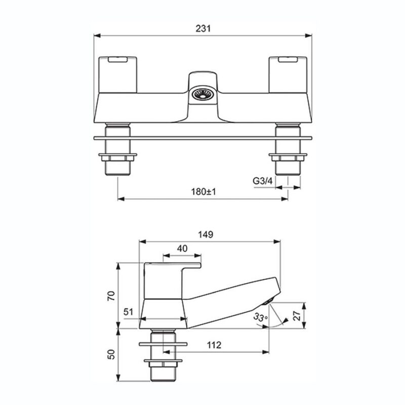 Armitage Shanks Sandringham 21 2 Hole Bath Filler B3309