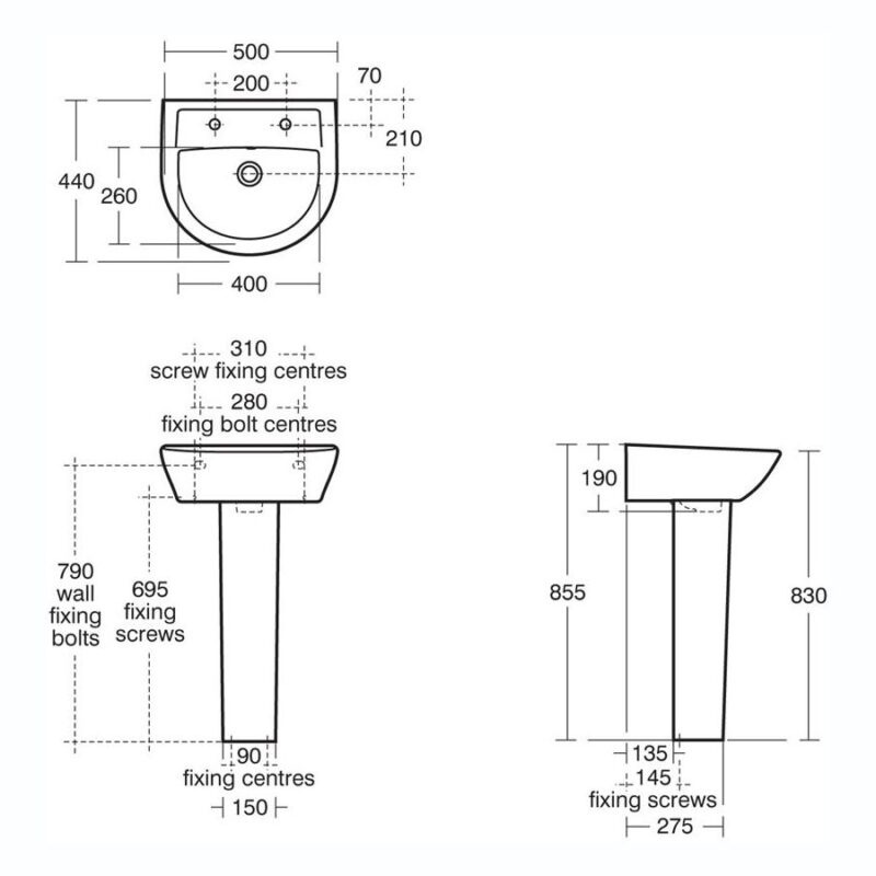 Armitage Shanks Sandringham 21 50cm 2 Tap Hole Basin