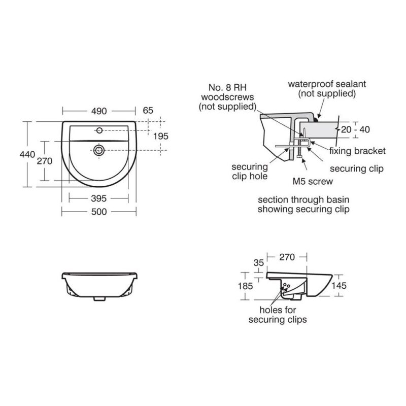 Armitage Shanks Sandringham 21 50cm Semi Countertop Basin 1TH
