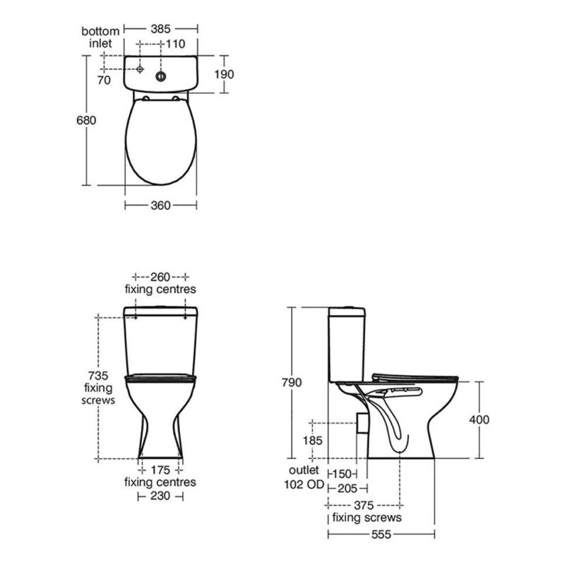 Armitage Shanks Sandringham 21 Close Coupled Toilet, Standard Seat