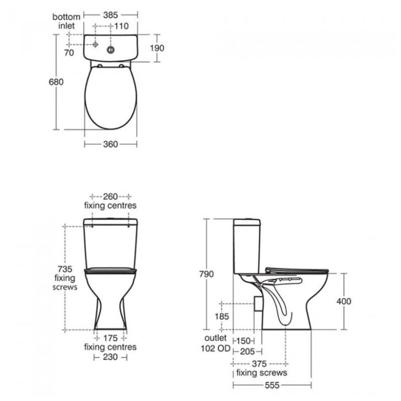 Armitage Shanks Sandringham 21 4/2.6 Litre Toilet with Normal Seat