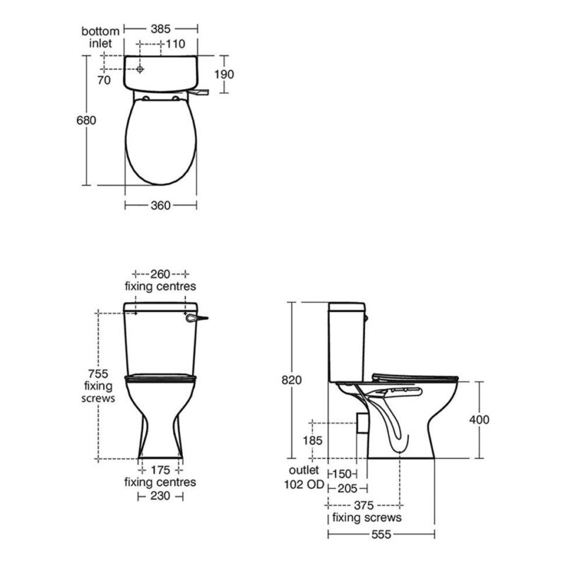 Armitage Shanks Sandringham 21 Toilet with Lever Cistern & Standard Seat