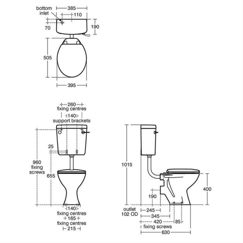 Armitage Shanks Sandringham 21 Low Level Cistern E8969