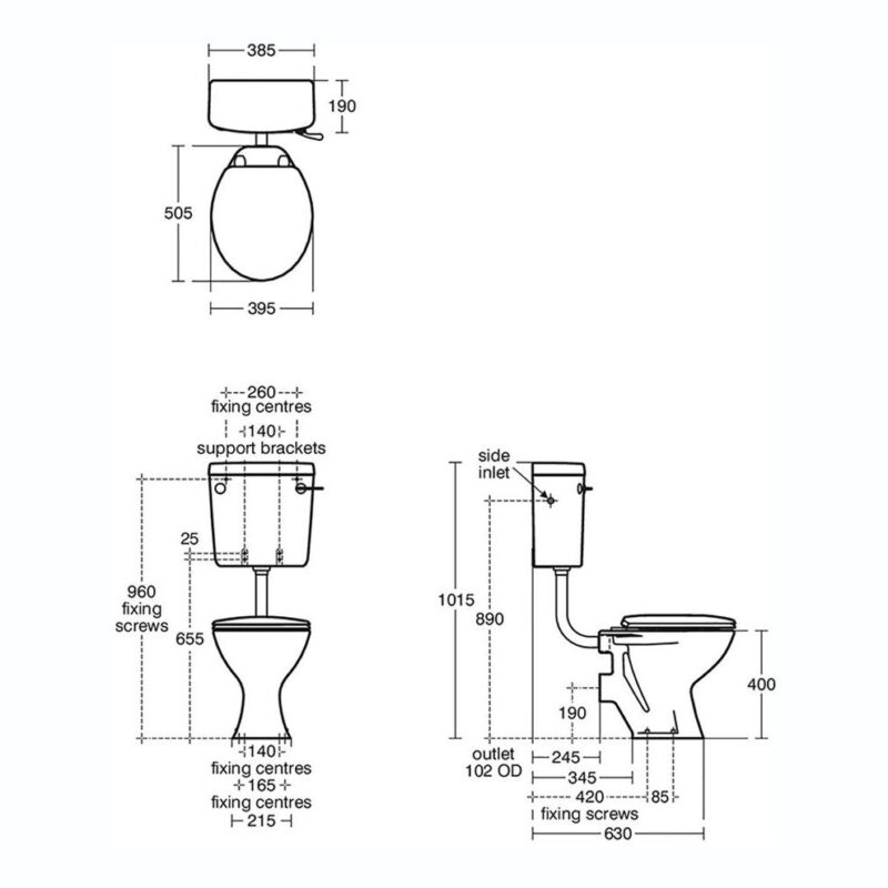 Armitage Shanks Sandringham 21 Low Level Cistern E8972