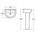 Armitage Shanks Sandringham 21 450mm 1 Hole Basin & Full Pedestal