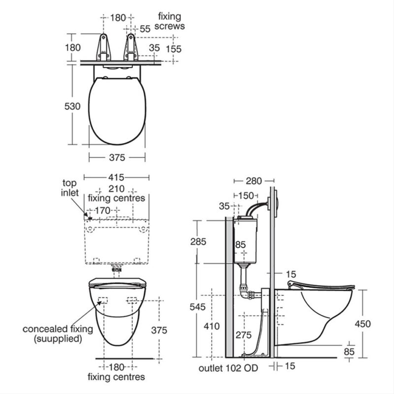 Armitage Shanks Contour 21+ Wall Hung Rimless Toilet with Slim Slow Close Seat