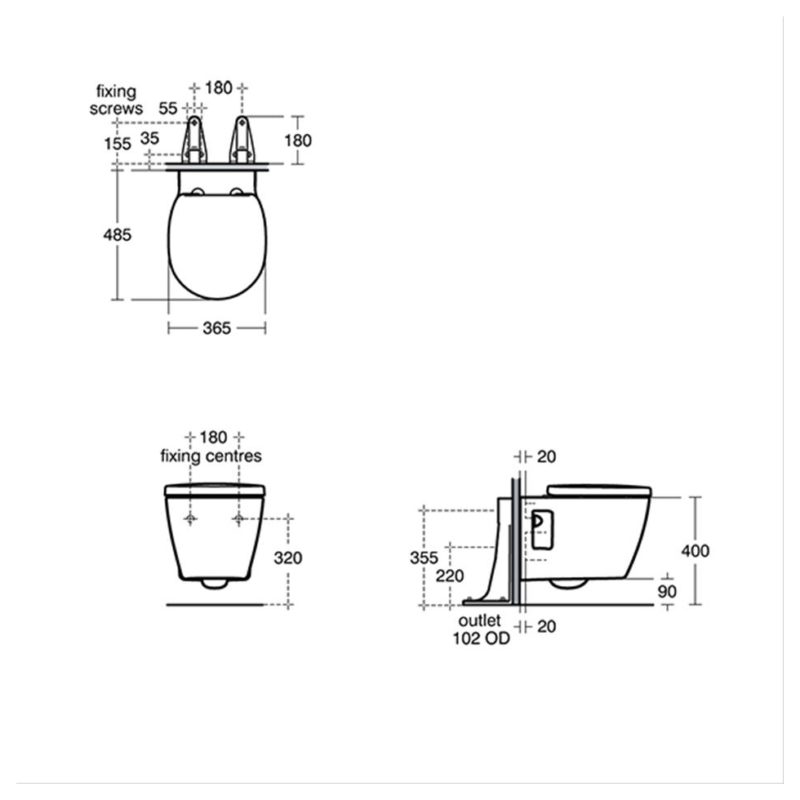 Armitage Shanks Edit R Wall Hung Compact WC Pan & Soft Close Seat