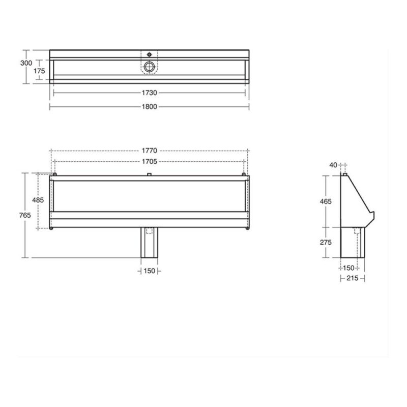 Armitage Shanks Kinloch Urinal 180cm