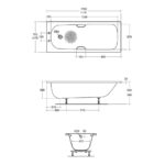 Armitage Shanks Sandringham 21 170x70cm Steel Bath 2 Holes & Grips