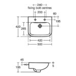 Armitage Shanks Portman 21 50cm Basin 2 Tap Holes