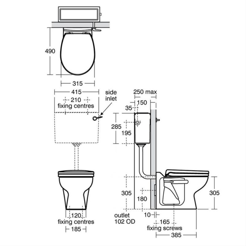 Armitage Shanks Contour 21 Schools 305 Back To Wall Toilet, Red Seat