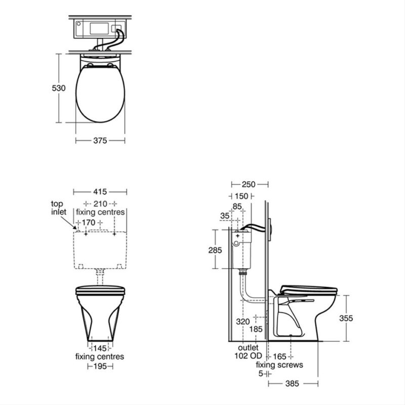 Armitage Shanks Contour 21 Schools 355 Back To Wall Toilet, Red Seat