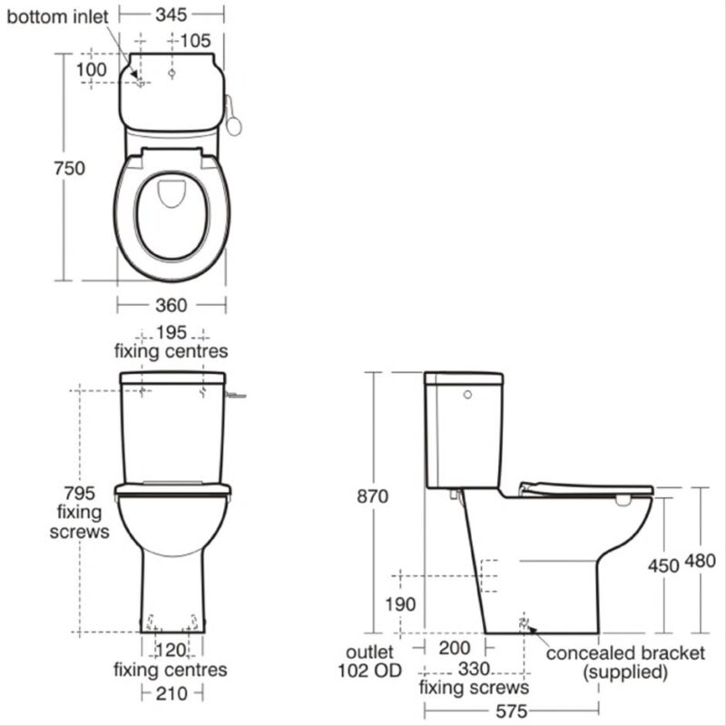 Armitage Shanks Contour 21 Raised Height Close Coupled Toilet with Standard Seat