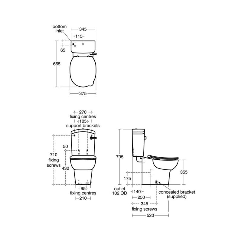 Armitage Shanks Contour 21 Splash Schools 355mm CC Toilet Pack