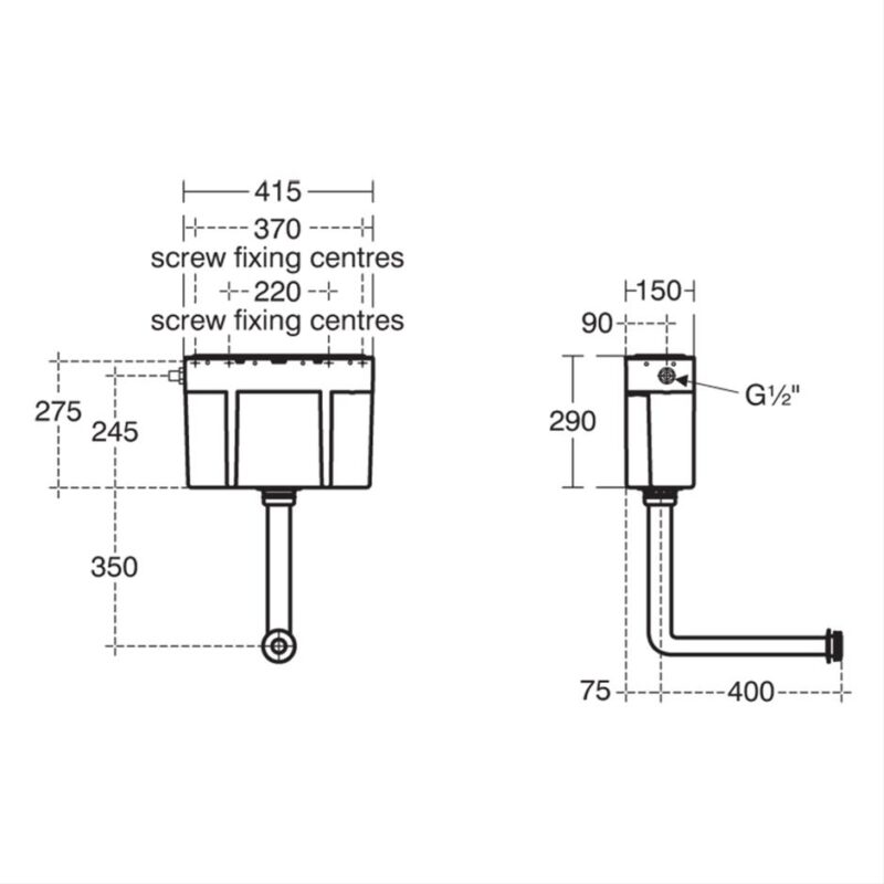 Armitage Shanks Conceala 3 Dual Flush Side Inlet Pneumatic Cistern
