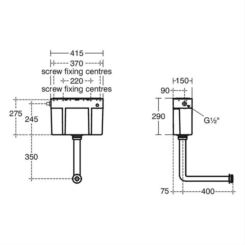 Armitage Shanks Conceala 3 Lever Operated 6 L Cistern Side Inlet