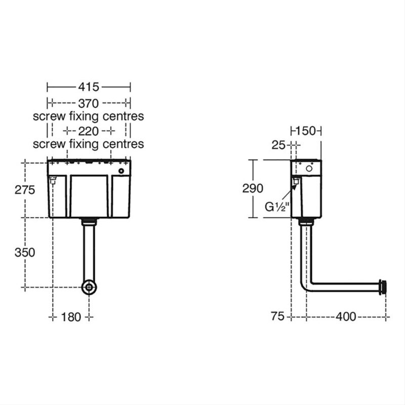 Armitage Shanks Conceala 3 Bottom/Top Inlet 6L Lever Operated Cistern