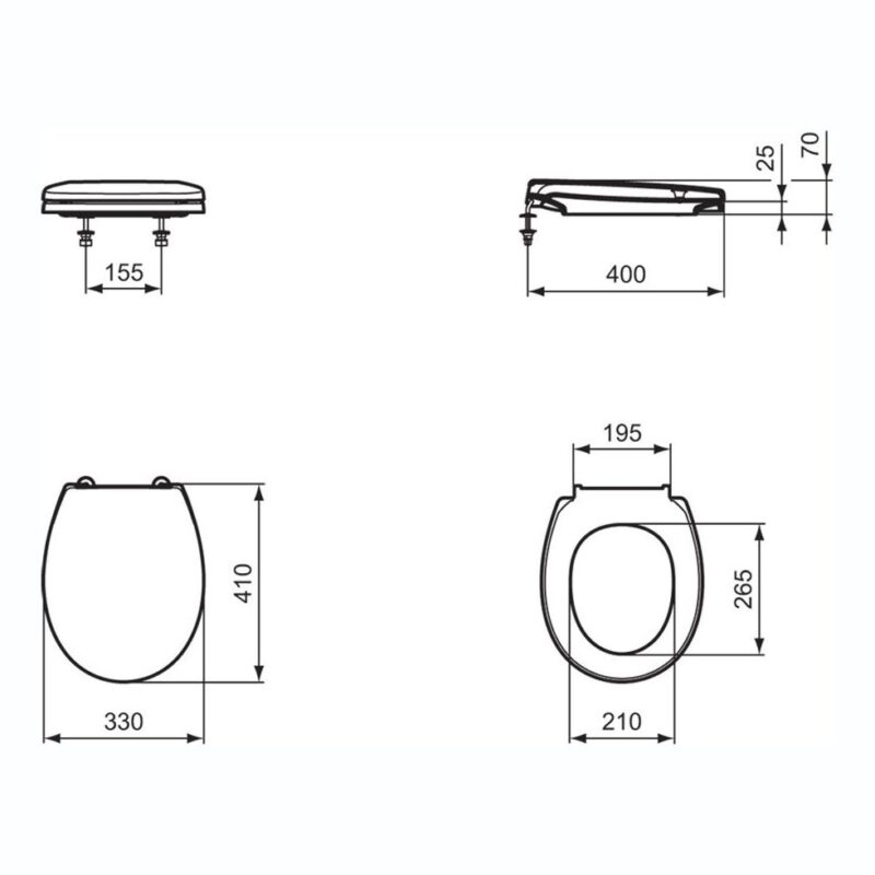 Armitage Shanks Contour 21 Small Seat & Cover Blue