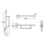 Armitage Shanks Contour 21 80cm Hinged Support Arm Blue
