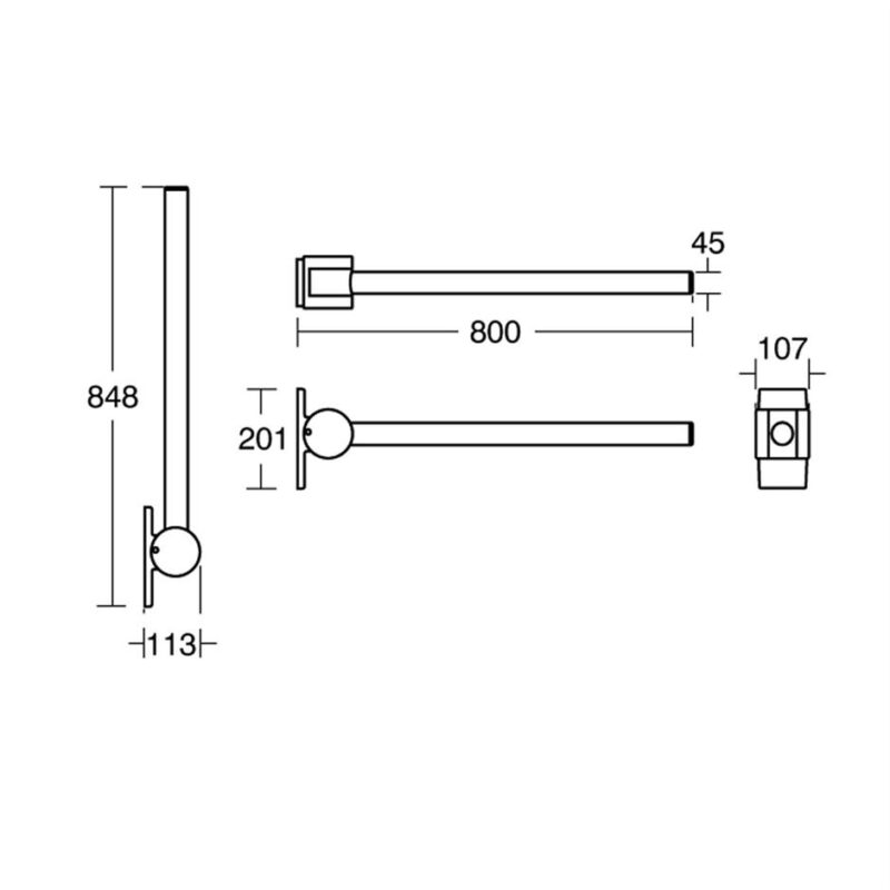 Armitage Shanks Contour 21 Hinged Support Rail 80cm S6362 Steel