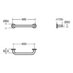 Armitage Shanks Contour 21 450mm Grab Rail Straight Grey
