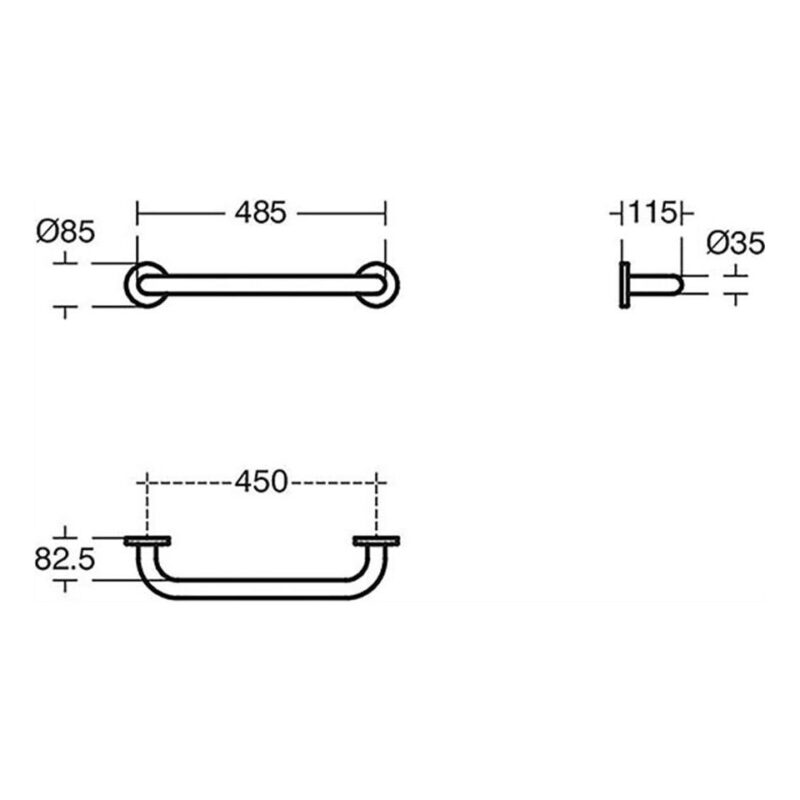 Armitage Shanks Contour 21 450mm Grab Rail Straight Grey