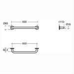 Armitage Shanks Contour 21 600mm Grab Rail Straight Blue