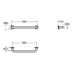 Armitage Shanks Contour 21 600mm Grab Rail Straight Grey