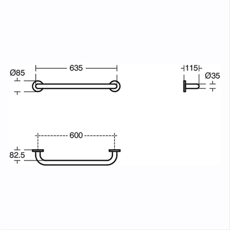 Armitage Shanks Contour 21 600mm Grab Rail Straight Steel