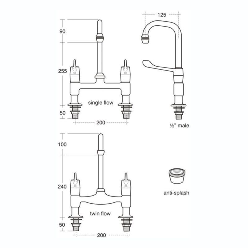 Armitage Shanks Markwik Pillar Mixer Chrome 150mm Levers