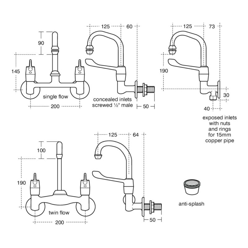 Armitage Shanks Markwik Wall Mixer with 150mm Levers