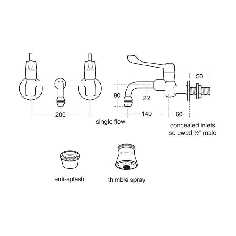 Armitage Shanks Markwik Wall Mounted Sink Mixer S8230