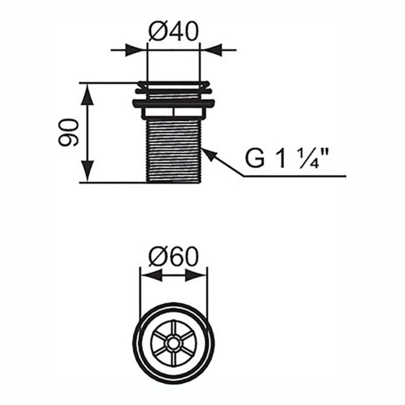 Armitage Shanks 1 1/4" Unslotted Strainer Waste S8810