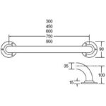 Bathex Straight Grab Rail 600mm Mild Steel Blue