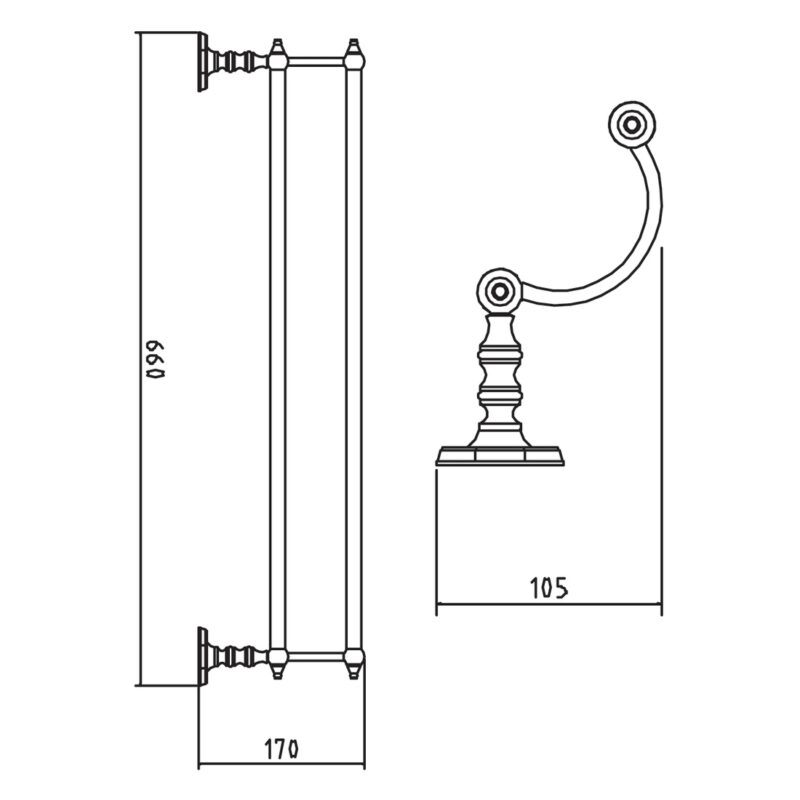 Bayswater Traditional Double Towel Rail