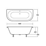 Bayswater Courtnell 1700mm Double Ended Freestanding Bath