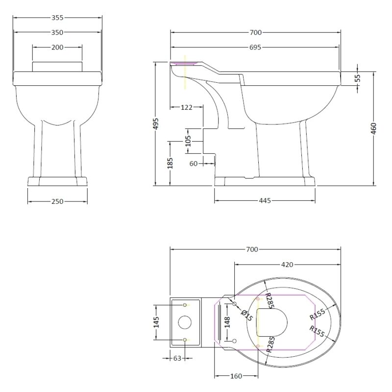 Bayswater Fitzroy Comfort Height WC Pan (Excluding Seat)