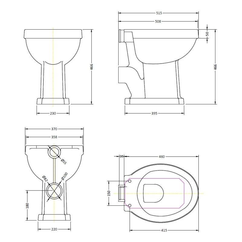 Bayswater Fitzroy Comfort Height High/Low Level WC Pan