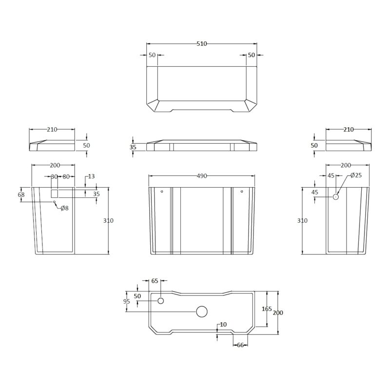 Bayswater Fitzroy High Level Cistern (Excluding Downpipe)