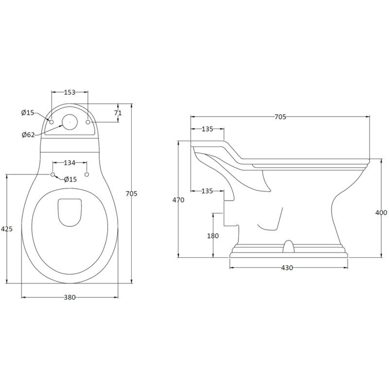 Bayswater Porchester Close Coupled WC Pan (Excluding Seat)