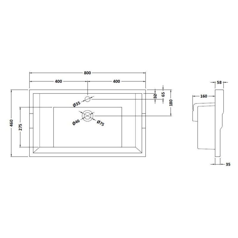 Bayswater 800mm Traditional 1 Tap Hole Basin