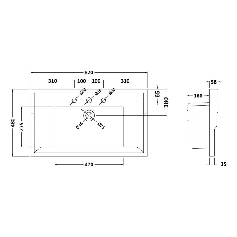 Bayswater 800mm Traditional 3 Tap Hole Basin