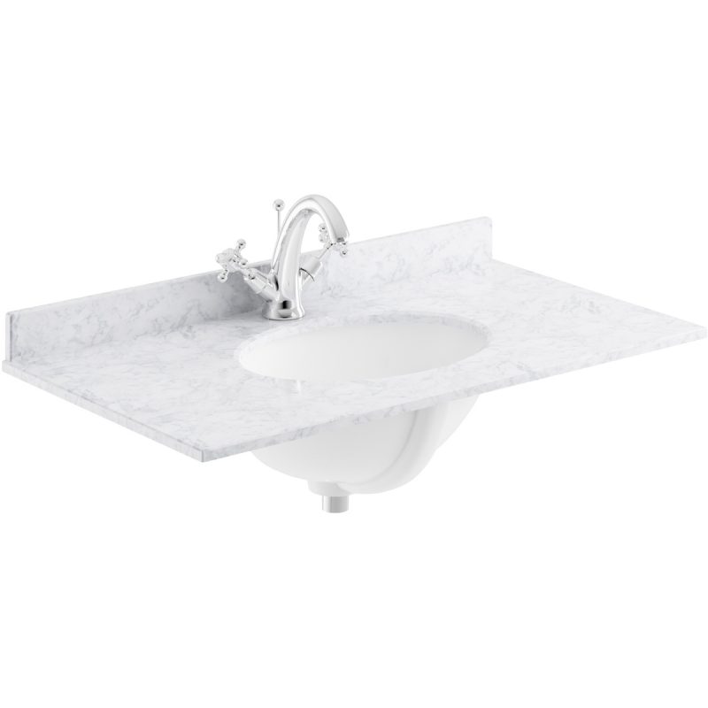 Bayswater White 600mm 1 Tap Hole Single Bowl Marble Top