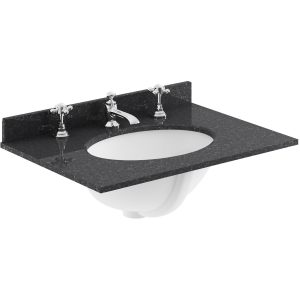 Bayswater Black 600mm Single Bowl 3 Tap Hole Marble Top