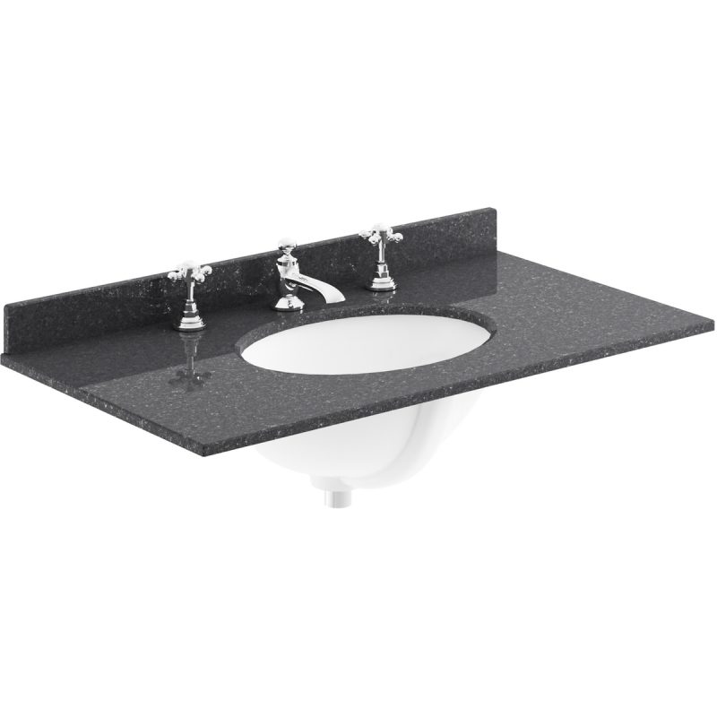 Bayswater Black 800mm Single Bowl 3 Tap Hole Marble Top
