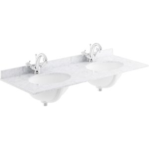 Bayswater White 1200mm Double Bowl 1 Tap Hole Marble Top