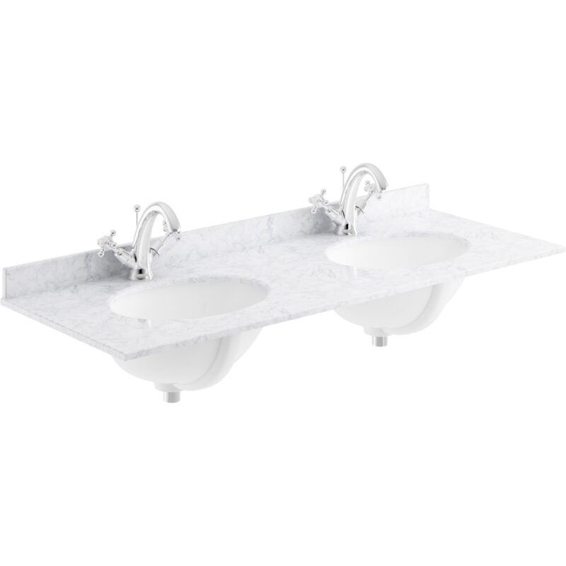 Bayswater White 1200mm Double Bowl 1 Tap Hole Marble Top Bayswater White 1200mm Double Bowl 1 Tap Hole Marble Top